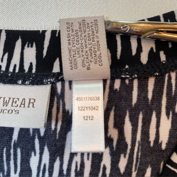 Chico's Easywear Black & White Print Stretch A-line Mini Dress Size 0 (S or 4) - Picture 4 of 11